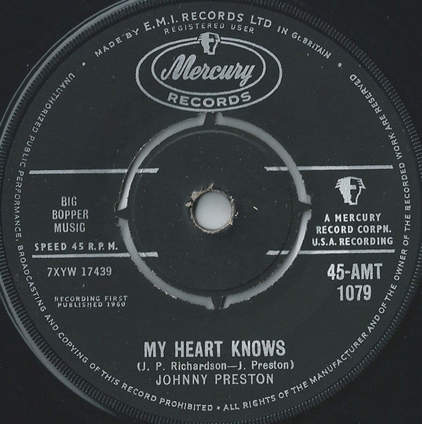 Johnny Preston : Running Bear / My Heart Knows (7", Single)
