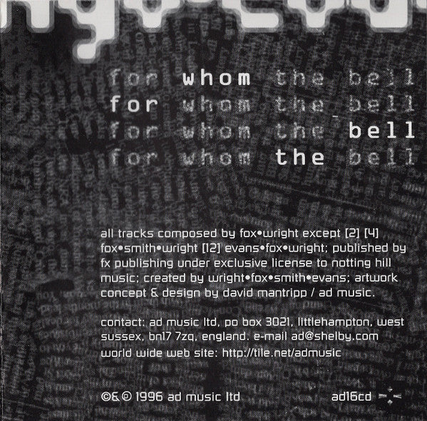 Code Indigo : For Whom The Bell (CD, Album)