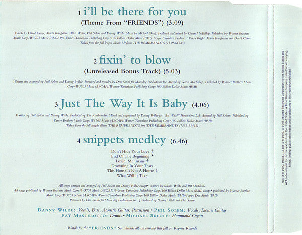 The Rembrandts : I'll Be There For You (Theme From "Friends") (CD, Single, WME)