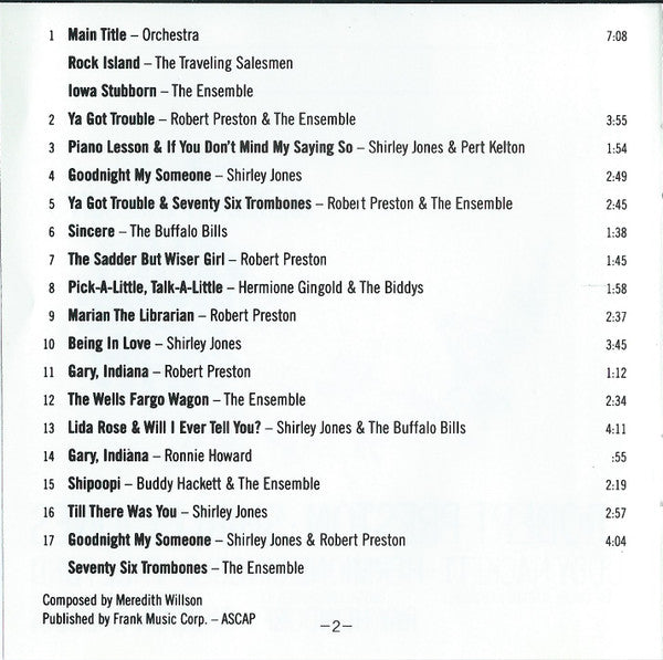 Meredith Willson, Robert Preston (3) - Shirley Jones (2) : The Music Man (Original Soundtrack Recording) (CD, Album, RE)