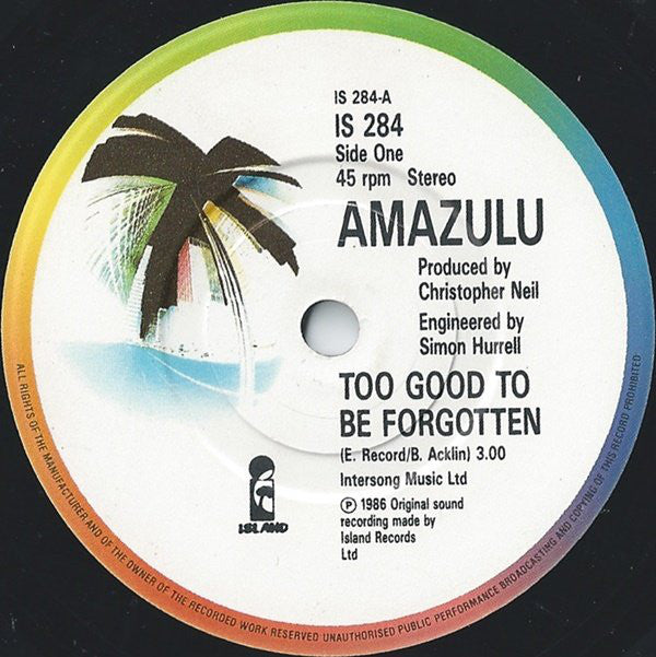Amazulu - Too Good To Be Forgotten (7) (Very Good Plus (VG)) - DaddyPop