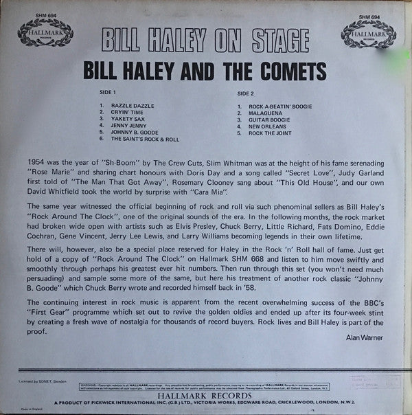 Bill Haley And His Comets : Bill Haley On Stage (LP, Album, RE)