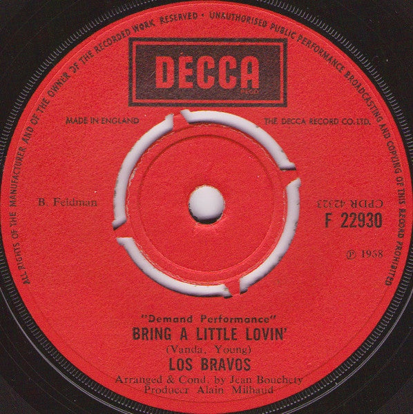 Los Bravos : Black Is Black / Bring A Little Lovin' (7", Single)