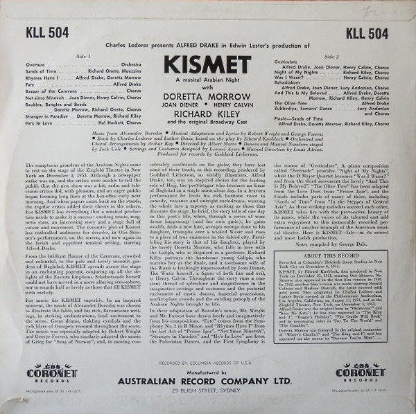 Alfred Drake & The Kismet Original Broadway Cast - Kismet (LP) (Very Good (VG)) - DaddyPop
