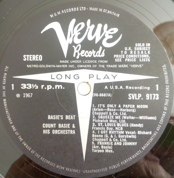 Count Basie Orchestra : Basie's Beat (LP)
