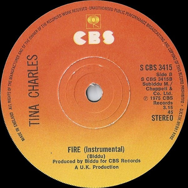 Tina Charles : You Set My Heart On Fire (7", Sol)