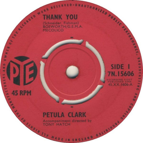 Petula Clark : Thank You (7", Single)