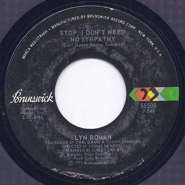 Lyn Roman : Stop, I Don't Need No Sympathy (7")