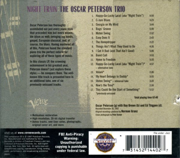 The Oscar Peterson Trio : Night Train (CD, Album, RE, RM, Dig)