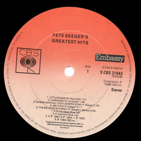 Pete Seeger - Pete Seegers Greatest Hits (LP) (Very Good (VG)) - DaddyPop
