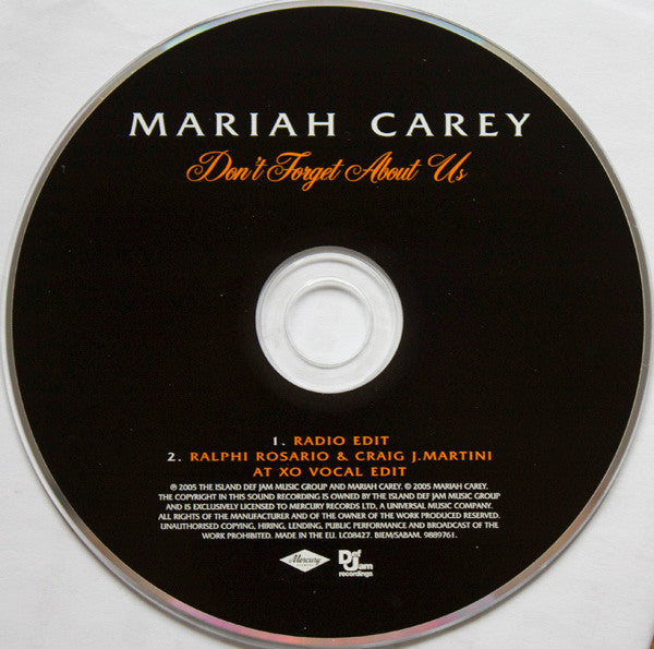 Mariah Carey : Don't Forget About Us (CD, Single)