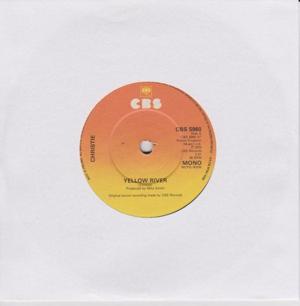 Christie : Yellow River / Iron Horse (7", Mono)
