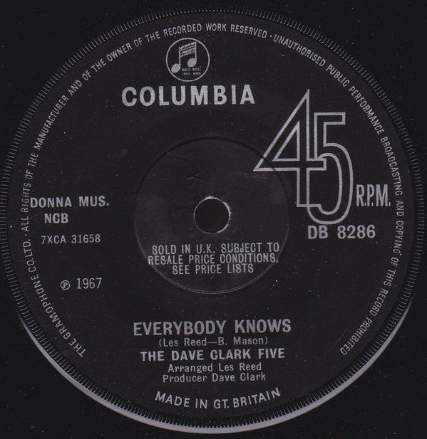 The Dave Clark Five : Everybody Knows (7", Single, Sol)