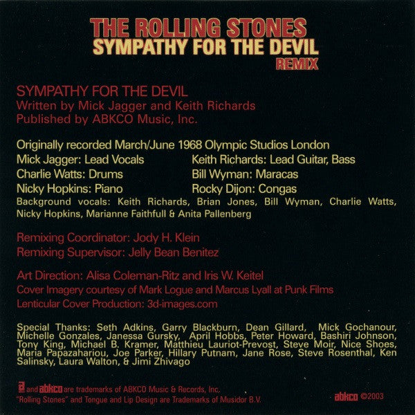 The Rolling Stones : Sympathy For The Devil Remix (CD, Single, Enh, Len)
