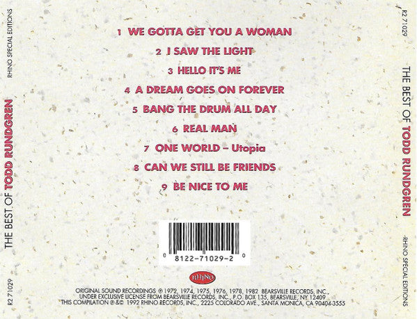 Todd Rundgren : The Best Of Todd Rundgren (CD, Comp)