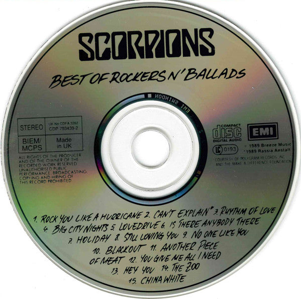 Scorpions - Best Of Rockers N Ballads (CD) (Very Good Plus (VG)) - DaddyPop
