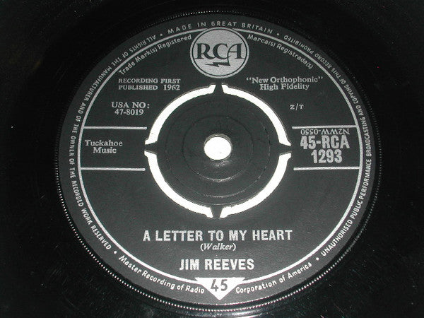 Jim Reeves : Adios Amigo / A Letter To My Heart (7", 4-P)