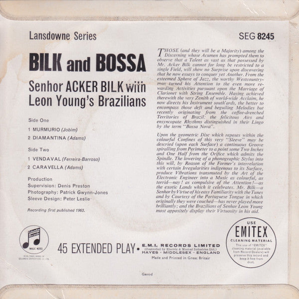 Acker Bilk With Leon Youngs Brazilians - Bilk And Bossa (7) (Very Good Plus (VG)) - DaddyPop