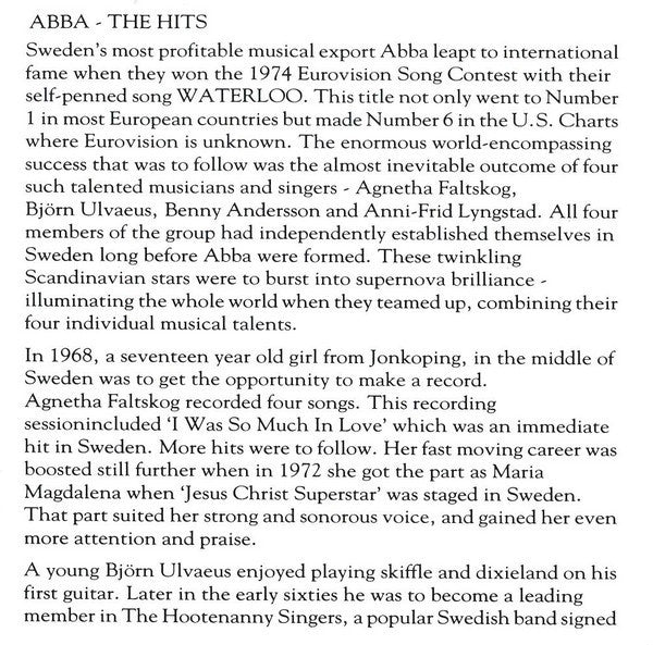 ABBA : The Hits (CD, Comp, RE)