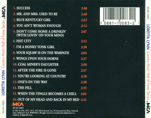 Loretta Lynn : The Country Music Hall Of Fame (CD, Comp, RE, Mat)