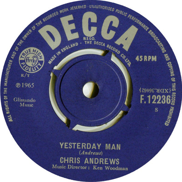 Chris Andrews (3) : Yesterday Man (7", Single)