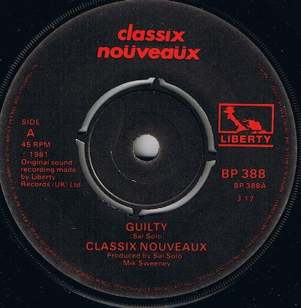 Classix Nouveaux : Guilty (7", Single)