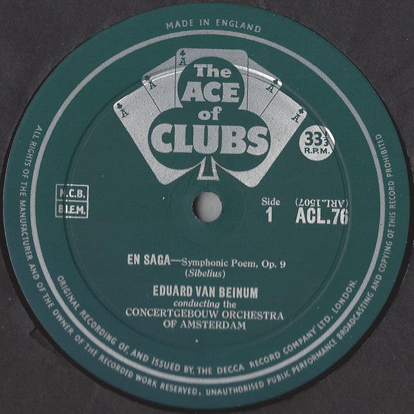 Jean Sibelius, Concertgebouworkest, Eduard van Beinum : En Saga / Tapiola (LP, Mono, RE)
