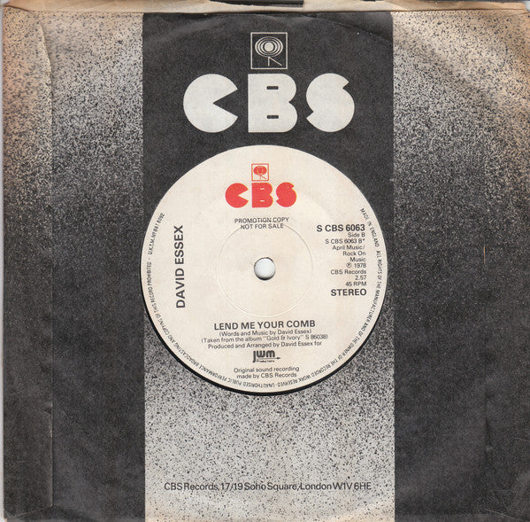David Essex : Stay With Me Baby (7", Single, Promo)