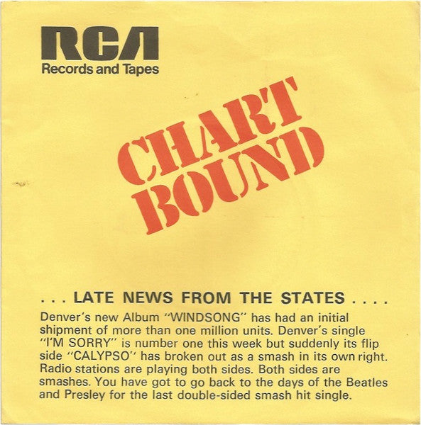 John Denver - Calypso (7) (Very Good Plus (VG)) - DaddyPop