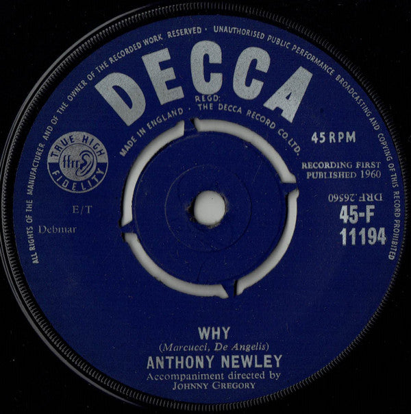 Anthony Newley - Why (7) (Good Plus (G)) - DaddyPop