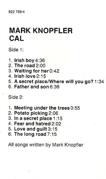 Mark Knopfler : Music By Mark Knopfler From The Film Cal (Cass, Album)