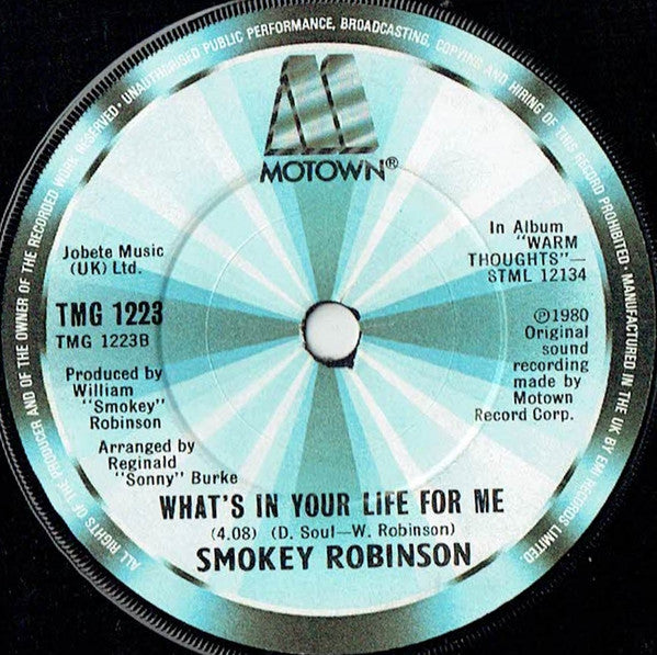 Smokey Robinson : Being With You (7", Single, Sol)