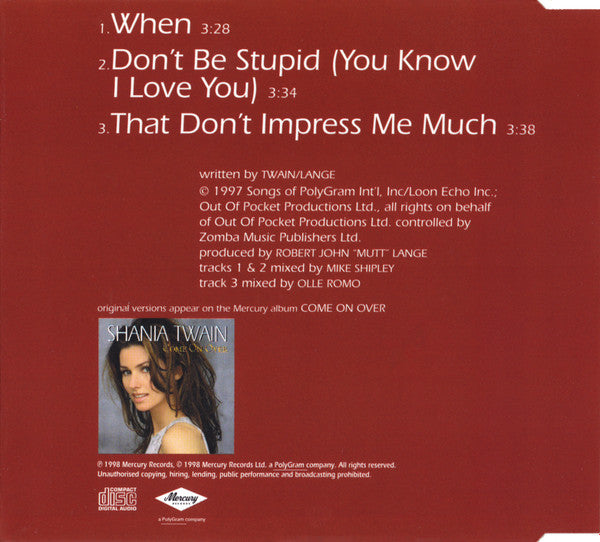 Shania Twain : When (CD, Single)