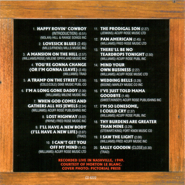 Hank Williams : Lost Highway (CD)