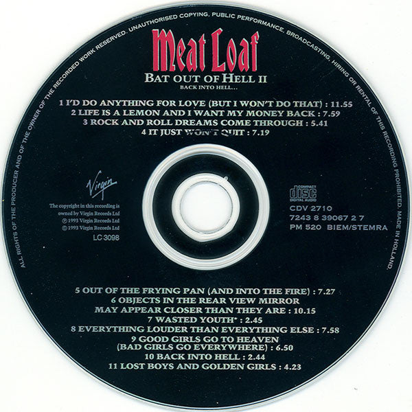 Meat Loaf : Bat Out Of Hell II: Back Into Hell (CD, Album, RE)
