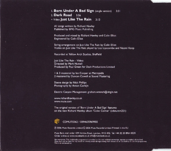 Richard Hawley : Born Under A Bad Sign (CD, Single, Enh)