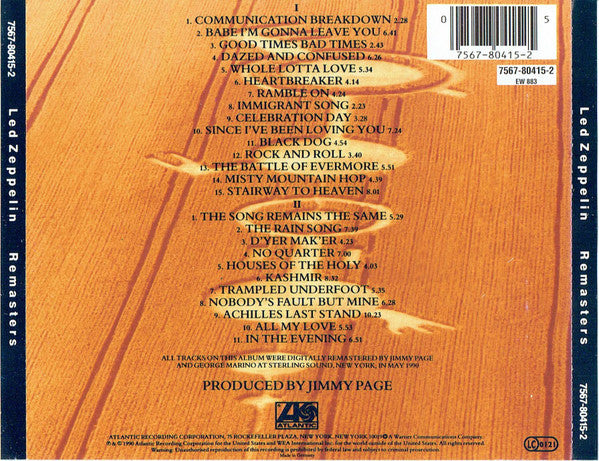 Led Zeppelin : Remasters (2xCD, Comp, RM, RP, Sli)