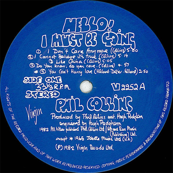 Phil Collins - Hello, I Must Be Going! (LP) (Very Good Plus (VG)) - DaddyPop