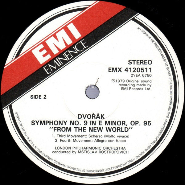 Antonn Dvok, London Philharmonic Orchestra, Mstislav Rostropovich - Symphony No. 9 In E Minor New World (LP) (Good Plus (G)) - DaddyPop
