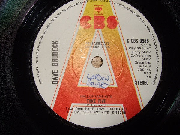 Dave Brubeck : Take Five / It's A Raggy Waltz (7", Single, Promo)