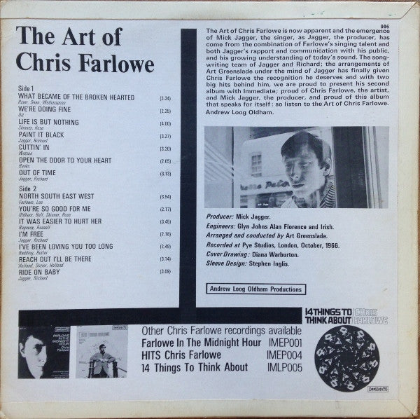 Chris Farlowe : The Art Of Chris Farlowe (LP, Album, Mono, Mis)