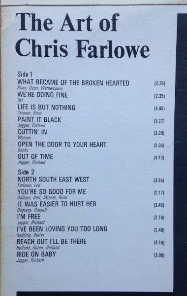 Chris Farlowe : The Art Of Chris Farlowe (LP, Album, Mono, Mis)