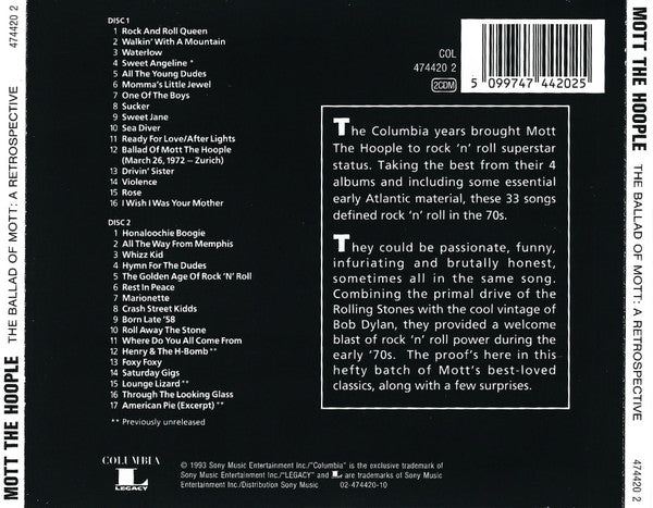 Mott The Hoople : The Ballad Of Mott: A Retrospective (2xCD, Comp, RE)