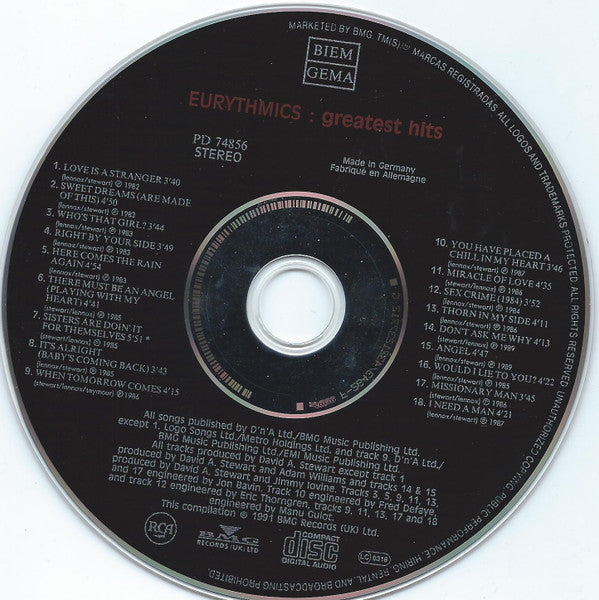 Eurythmics : Greatest Hits (CD, Comp, RE)