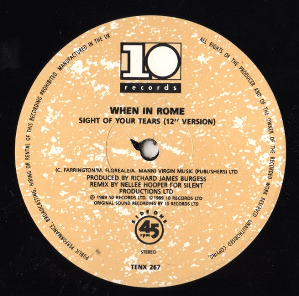 When In Rome : Sight Of Your Tears (12", Single)