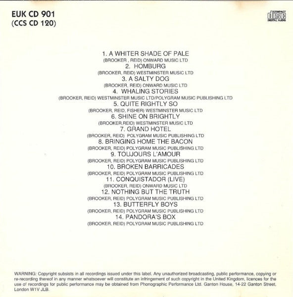 Procol Harum : A Whiter Shade Of Pale (The Best Of Procol Harum) (CD, Comp)