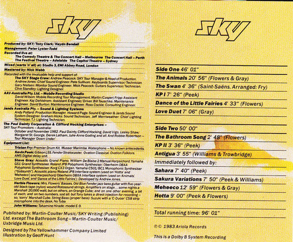 Sky (4) : Sky Five Live (Cass, Album)