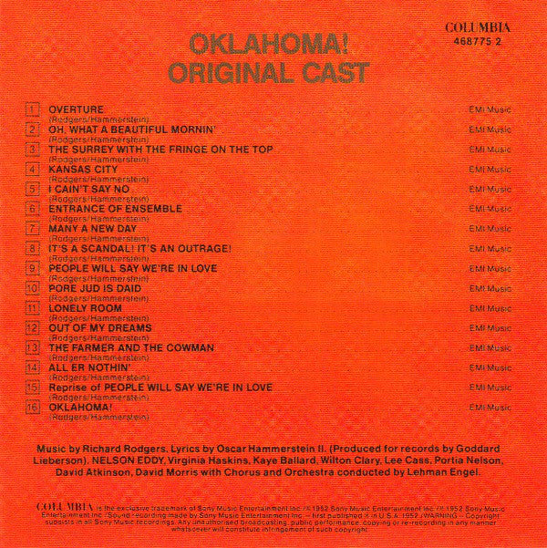 Nelson Eddy - Oklahoma! (CD) (Very Good Plus (VG)) - DaddyPop