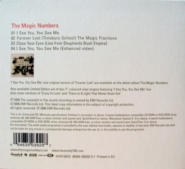 The Magic Numbers : I See You, You See Me (CD, Single, Enh)