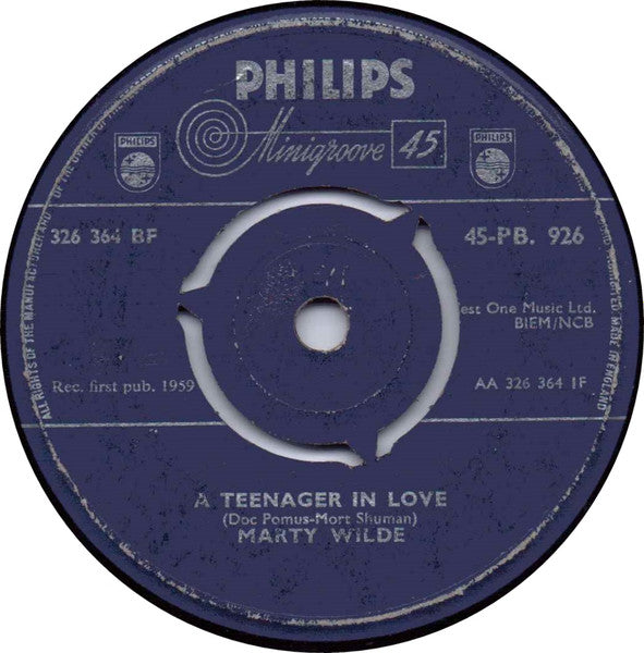 Marty Wilde : A Teenager In Love (7", Single)